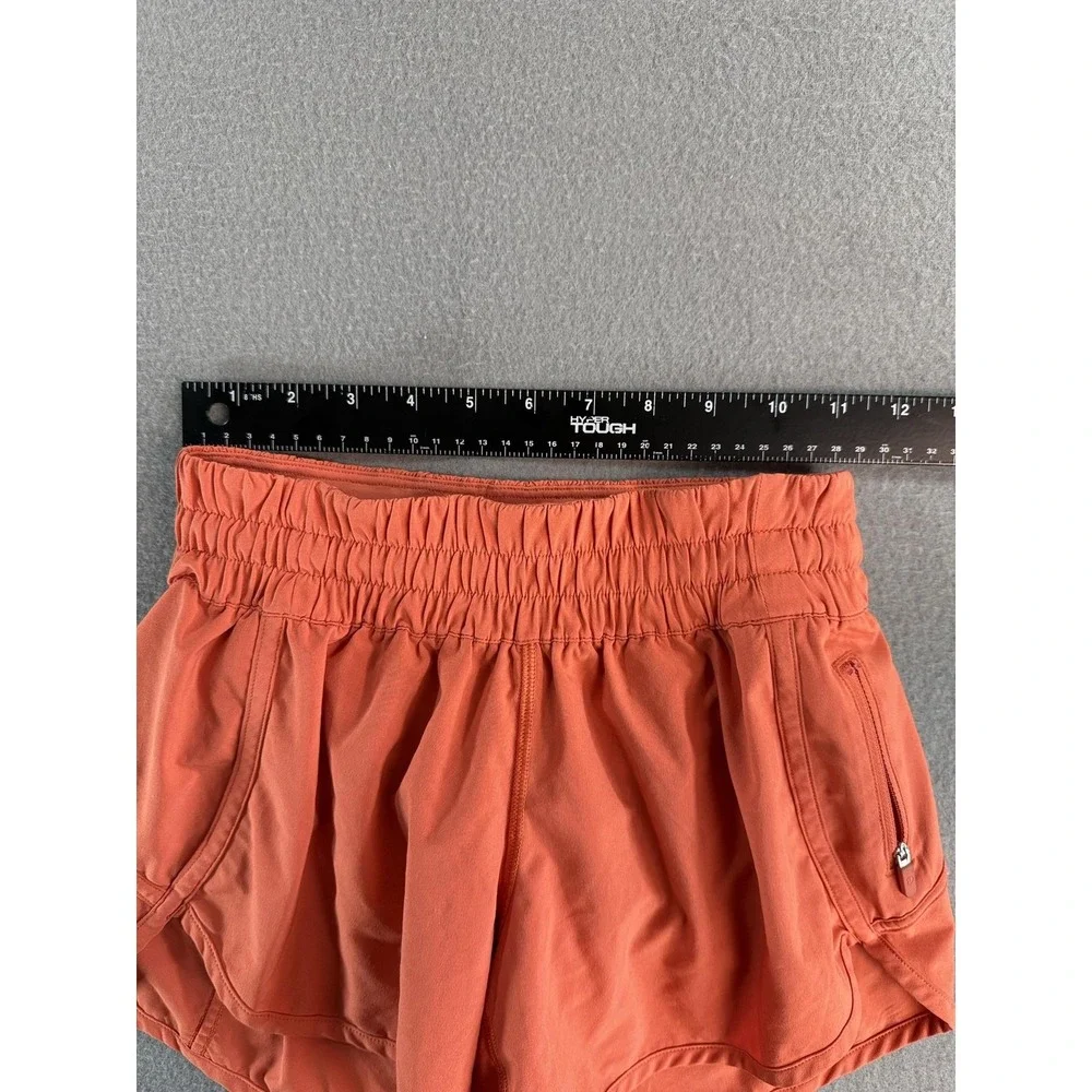 Lululemon Shorts Womens 4 Orange Running 2.5 Inseam Elastic Waist Pocket Light